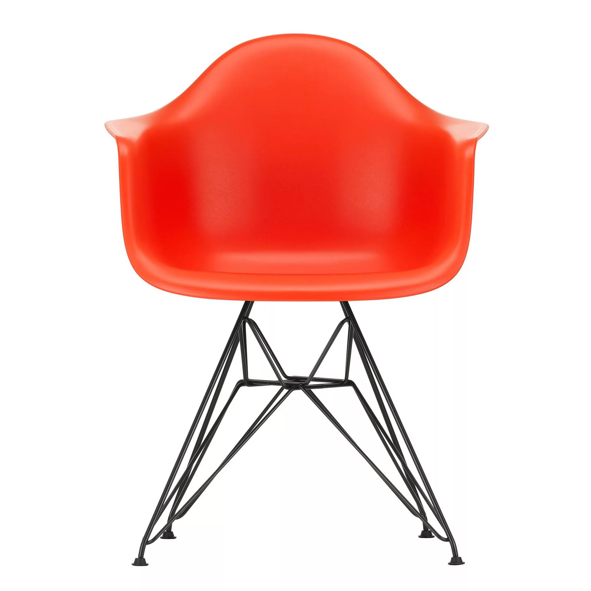 Vitra - Eames Plastic Armchair DAR Gestell schwarz - mohnrot/Sitzfläche Pol günstig online kaufen