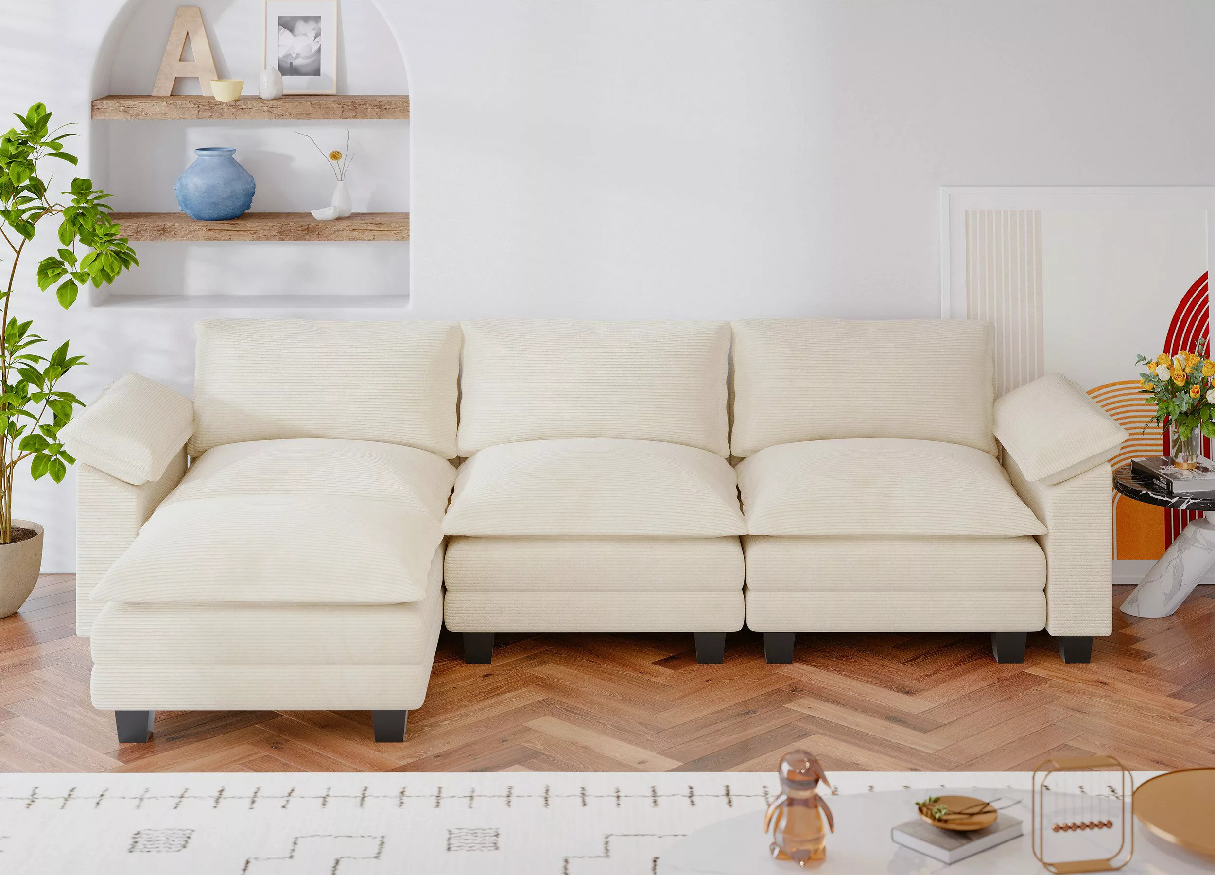 GUNJI Sofa L-förmiges Ecksofas im Wohnzimmer günstig online kaufen