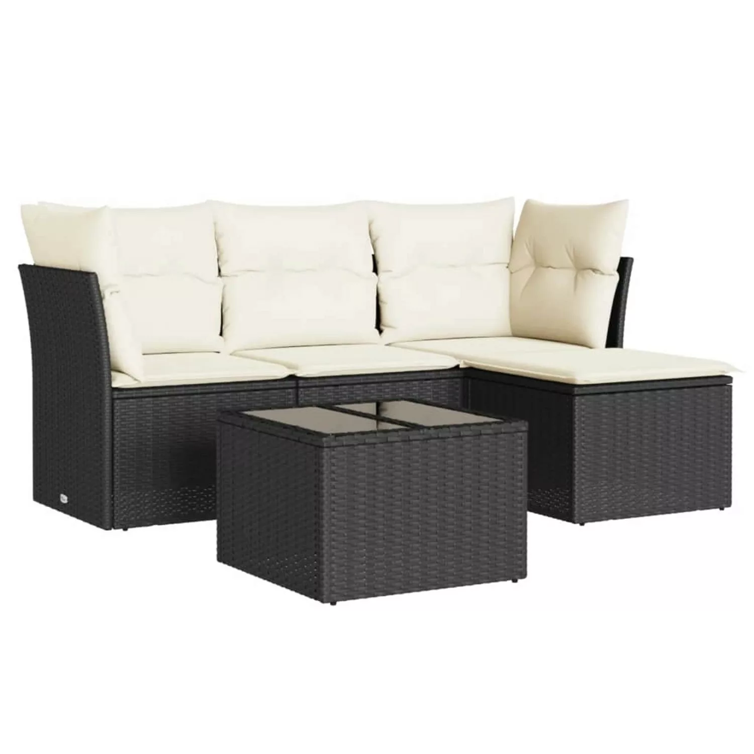 vidaXL 5-tlg Garten-Sofagarnitur mit Kissen Schwarz Poly Rattan Modell 4 günstig online kaufen