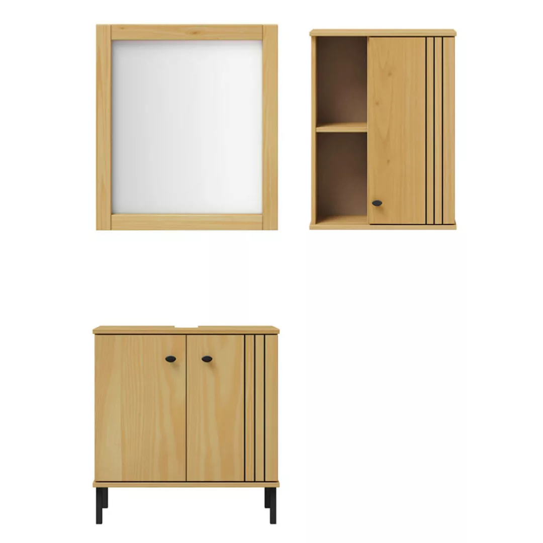 Badmöbel Set, 62cm Waschbeckenunterschrank, Kiefer massiv eichefarbig WILLO günstig online kaufen