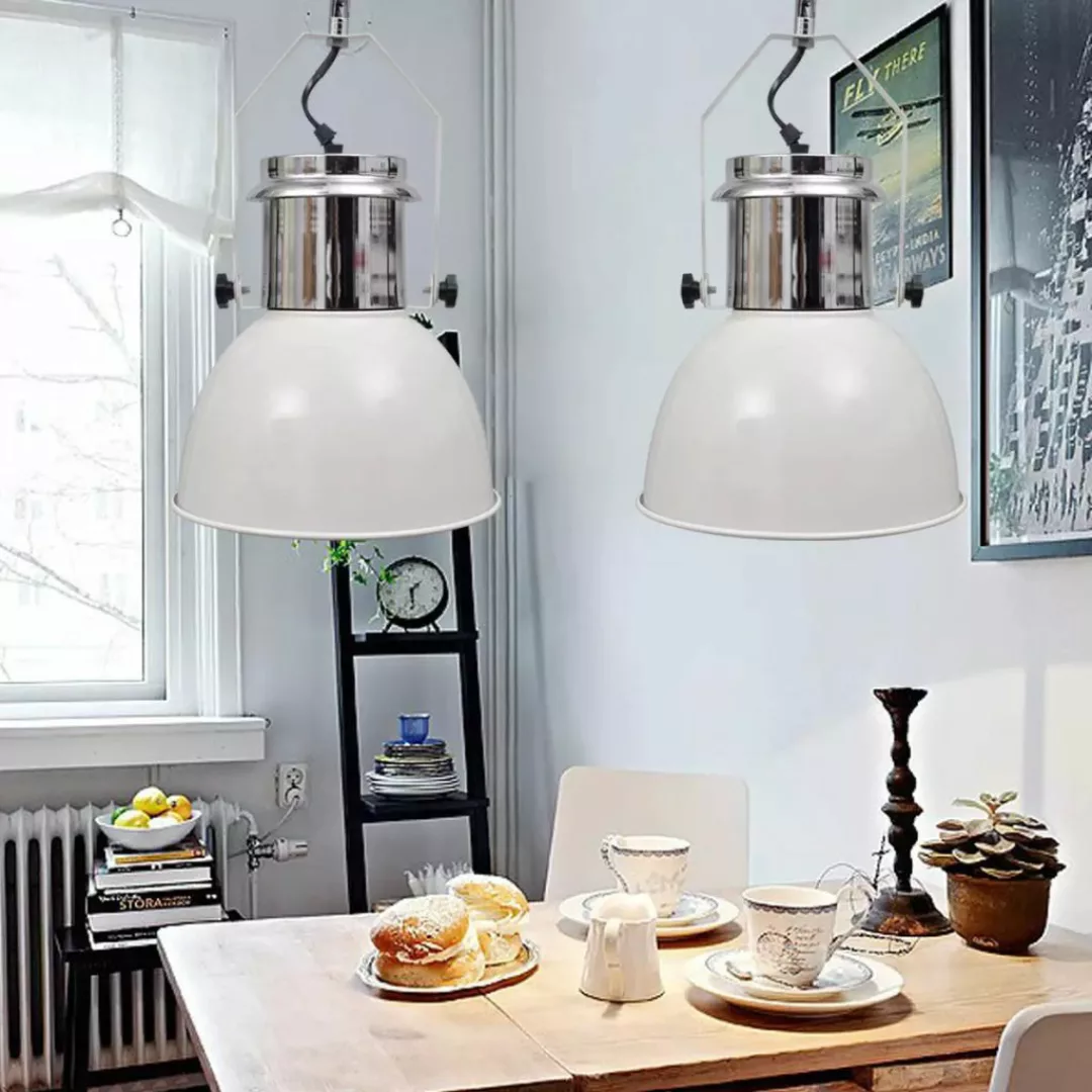 Deckenleuchte 2 Stk. Höhenverstellbar Modern Weiß Metall günstig online kaufen