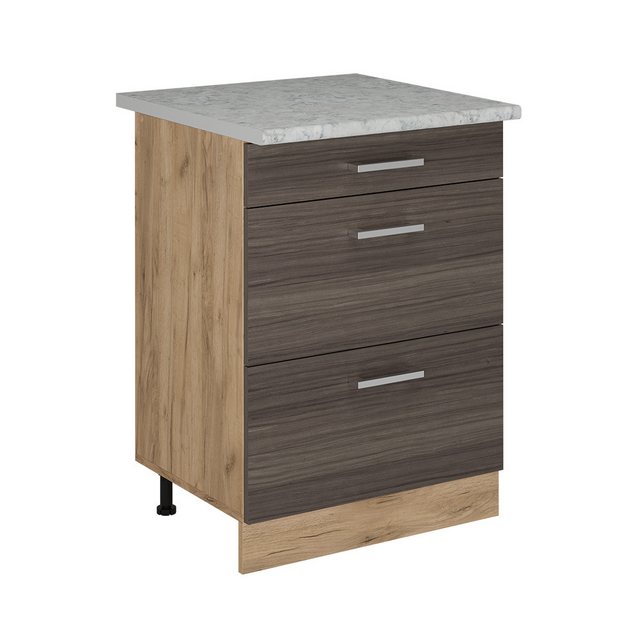 Vicco Unterschrank R-Line, Edelgrau/Goldkraft Eiche, 60 cm AP Marmor günstig online kaufen