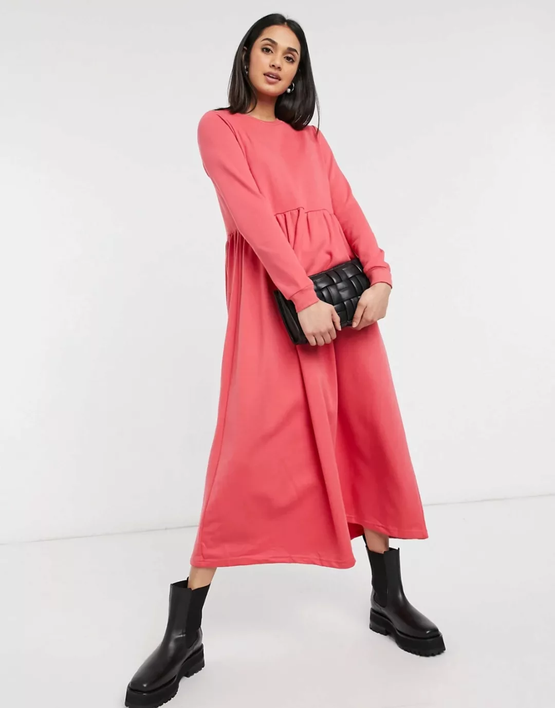 Urban Threads – Rosa Midi-Pulloverkleid im Hängerstil günstig online kaufen