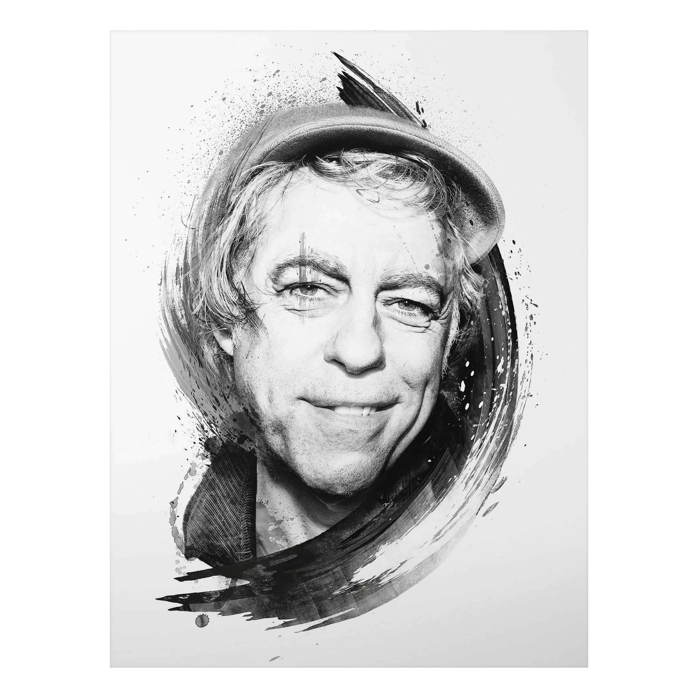 Alu-Dibond Bild Schwarz-Weiß - Hochformat 3:4 Bob Geldof günstig online kaufen