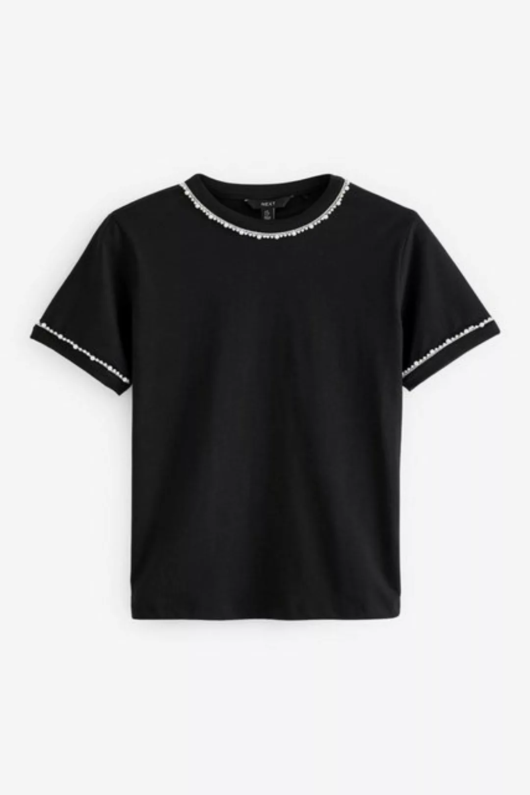 Next T-Shirt Kurzärmeliges T-Shirt mit Perlenbesatz (1-tlg) günstig online kaufen