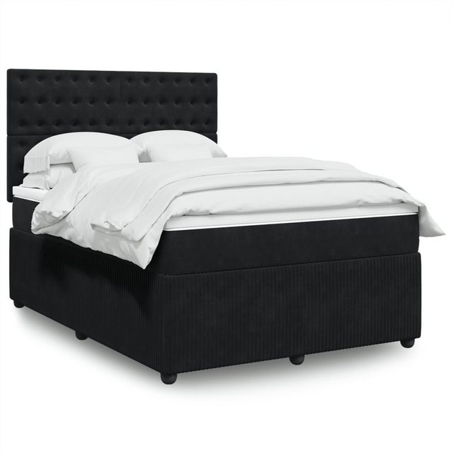 vidaXL Boxspringbett, Boxspringbett mit Matratze Schwarz 140x190 cm Samt günstig online kaufen