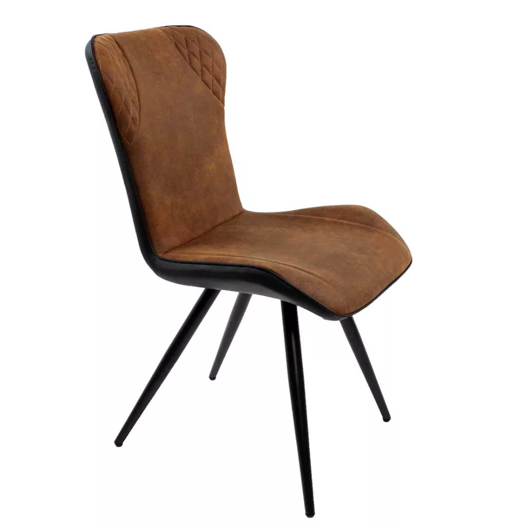 Esstisch Stühle in Cognac Braun Gestell aus Metall in Schwarz (4er Set) günstig online kaufen