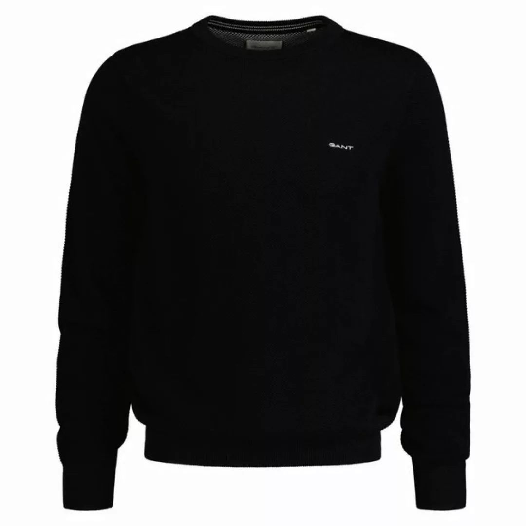 Gant Rundhalspullover "COTTON PIQUE C-NECK", mit Logostickerei auf der Brus günstig online kaufen