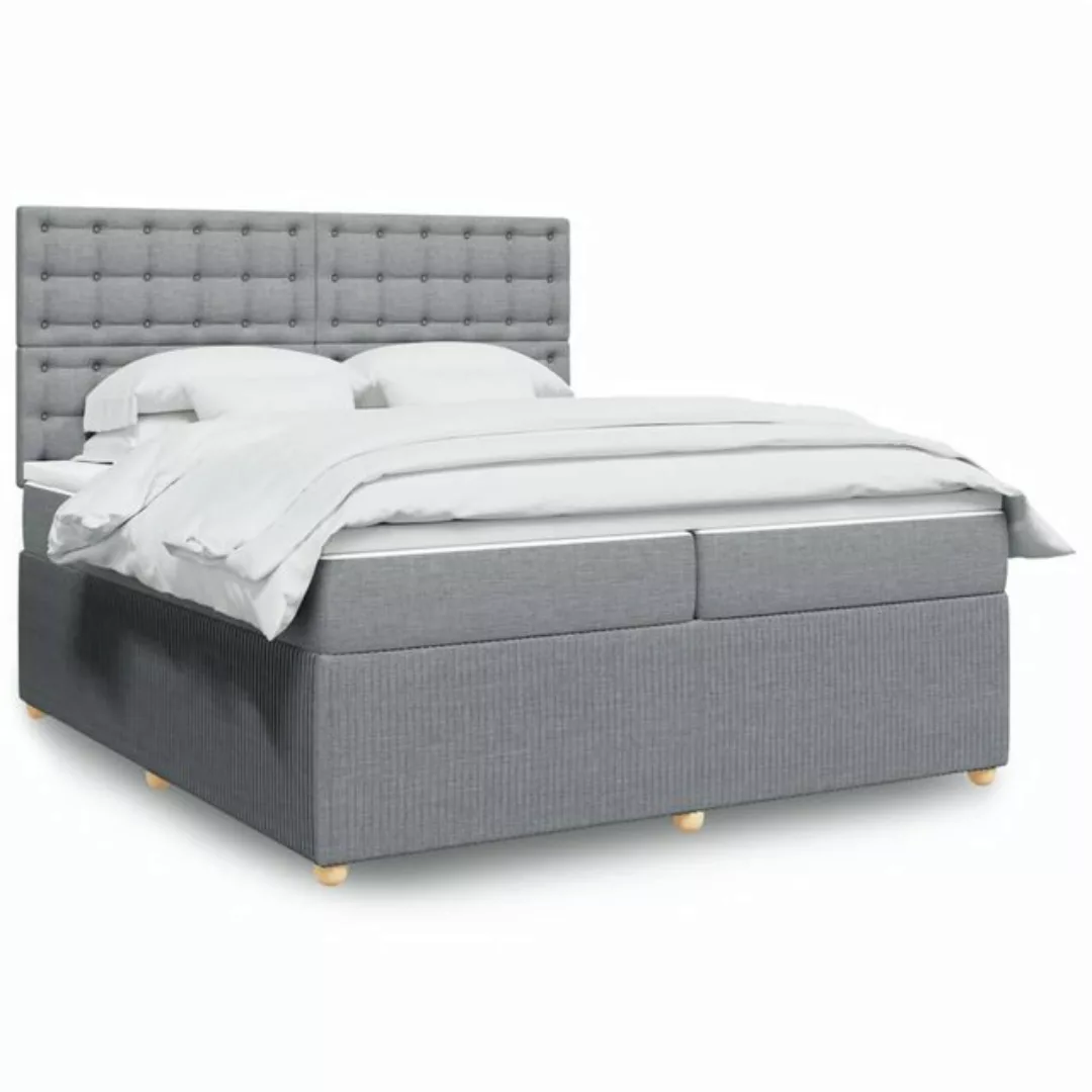 vidaXL Boxspringbett, Boxspringbett mit Matratze Hellgrau 200x200 cm Stoff günstig online kaufen