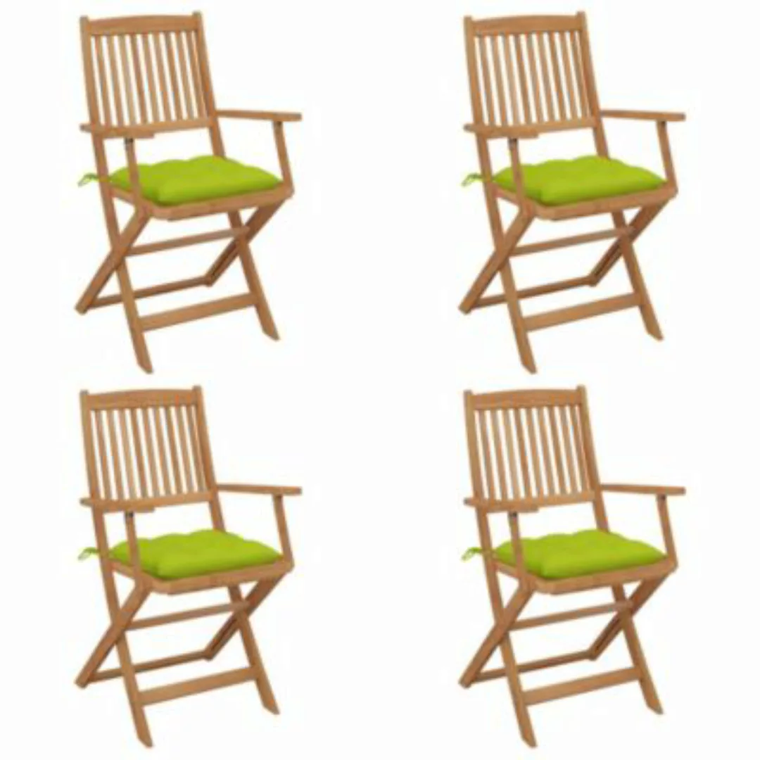 vidaXL Klappbare Gartenstühle 4 Stk. mit Kissen Massivholz Akazie Gartenstu günstig online kaufen