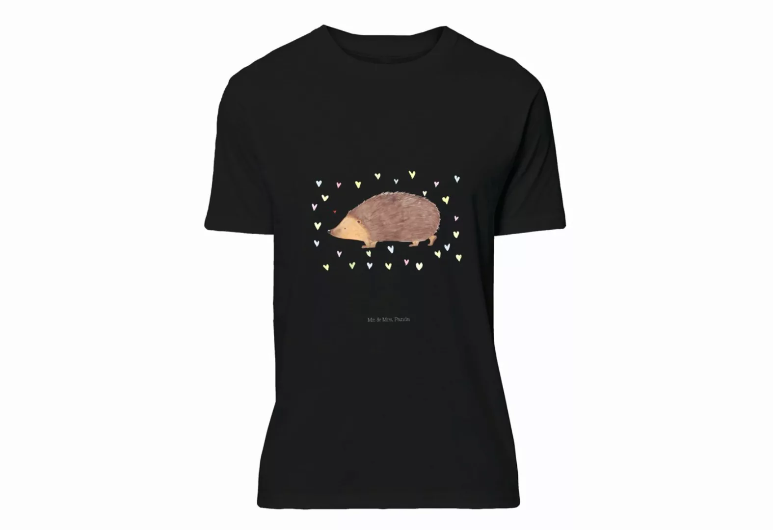 Mr. & Mrs. Panda T-Shirt Igel Herzen - Schwarz - Geschenk, T-Shirt, Tshirt, günstig online kaufen