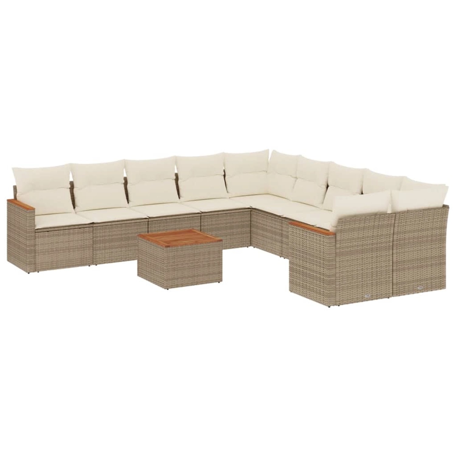 vidaXL 11-Tlg Garten-Sofagarnitur mit Kissen Beige Poly Rattan 3226359 günstig online kaufen