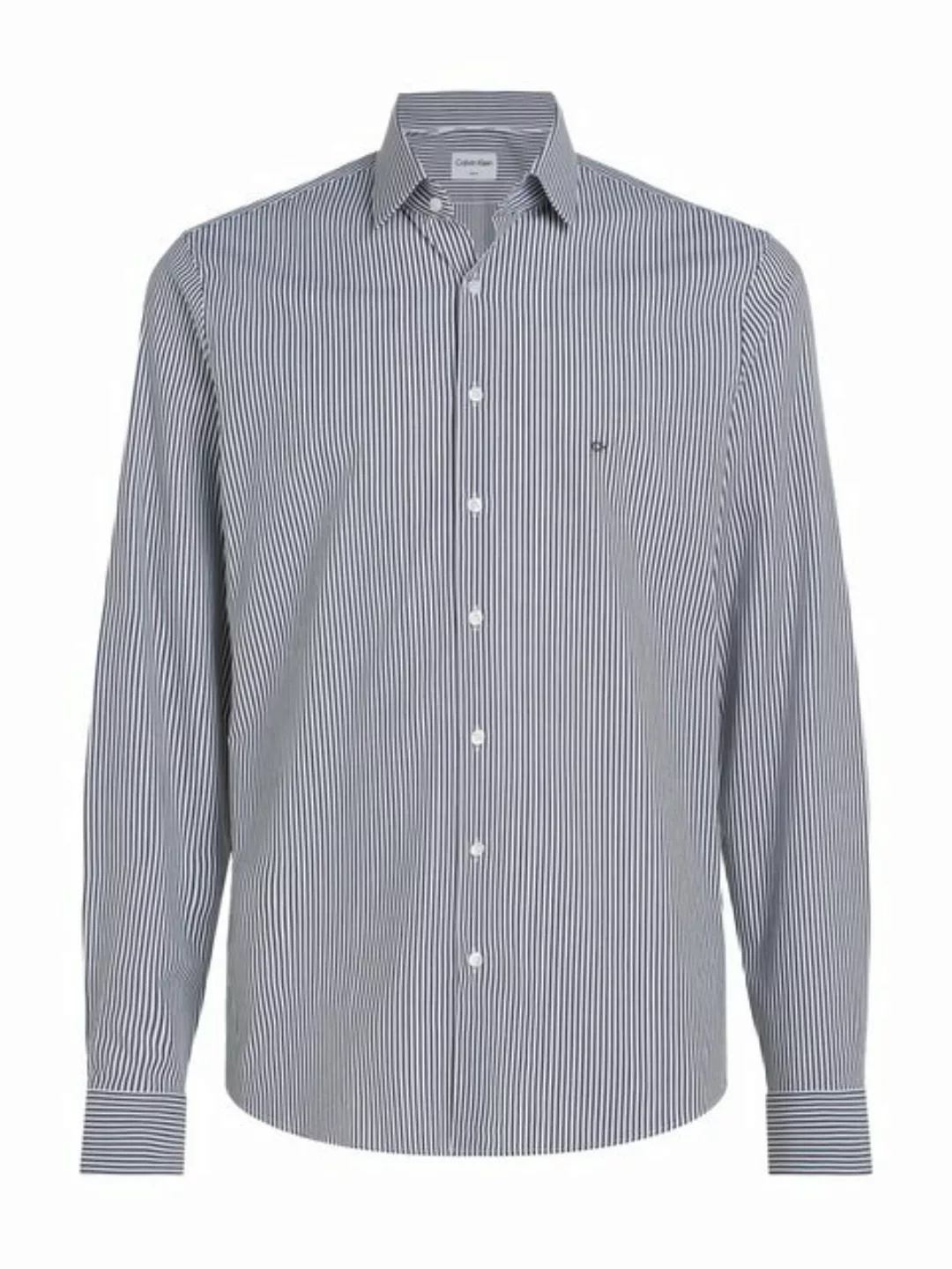 Calvin Klein Langarmhemd POPLIN STRIPE SLIM SHIRT mit Logoprägung günstig online kaufen