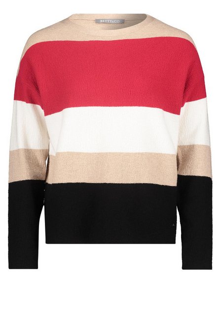 Betty&Co Sweatshirt Strickpullover Kurz 1/1 Arm, Red/Black günstig online kaufen