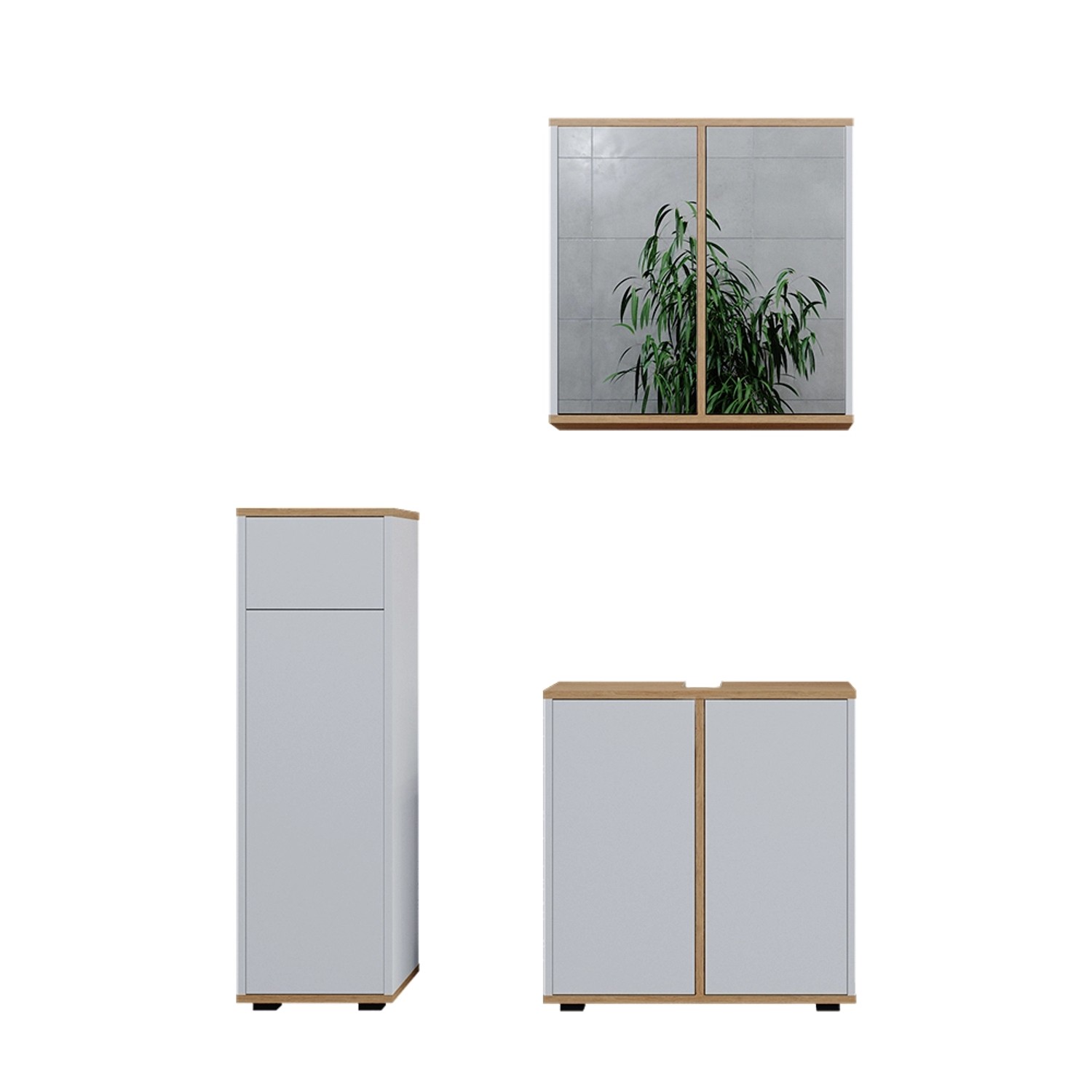 Vicco Badmöbel-Set Didi Weiß/Artisan 3 Teile Midischrank mit mit Schubladen günstig online kaufen