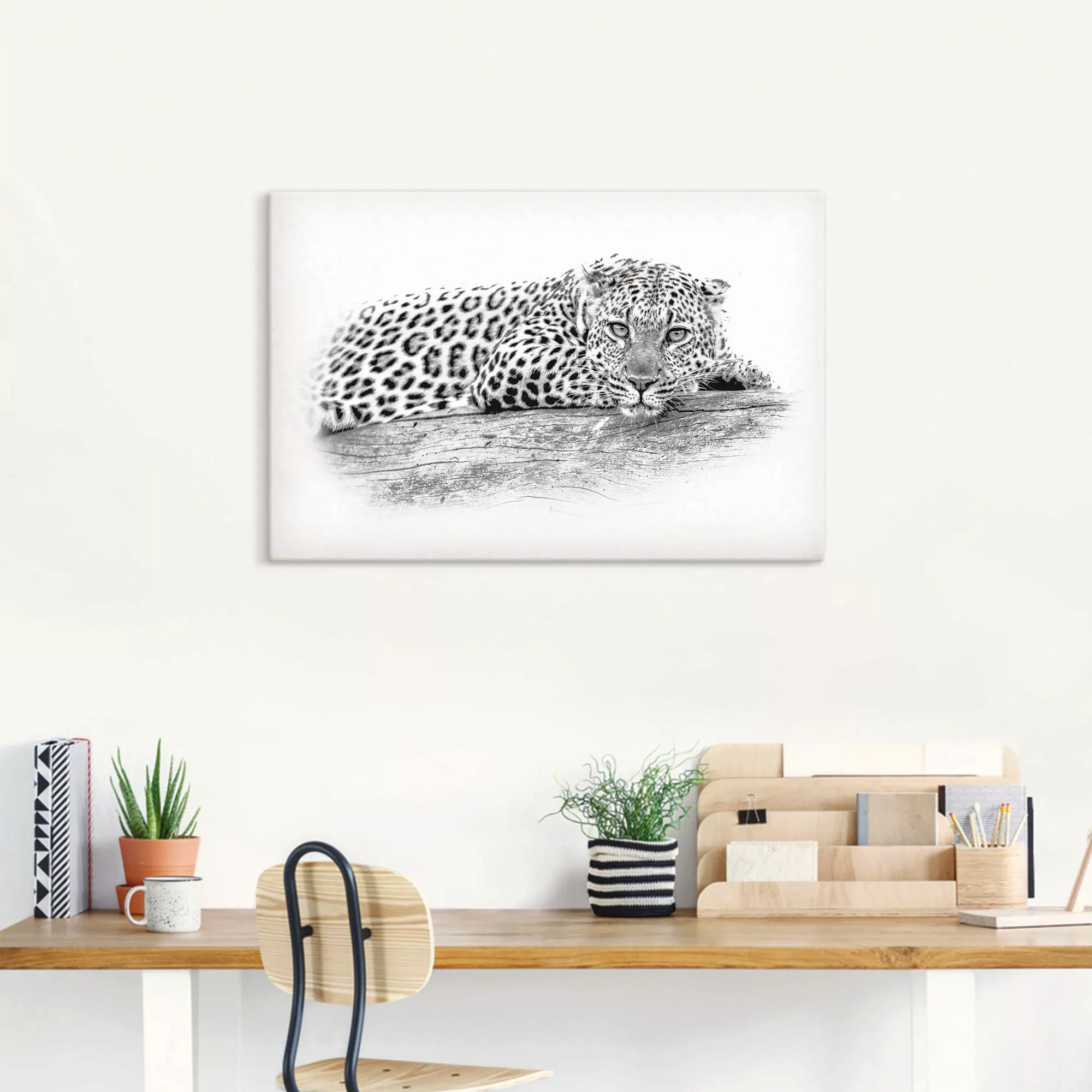 Artland Wandbild "Leopard High Key Optik", Wildtiere, (1 St.), als Alubild, günstig online kaufen