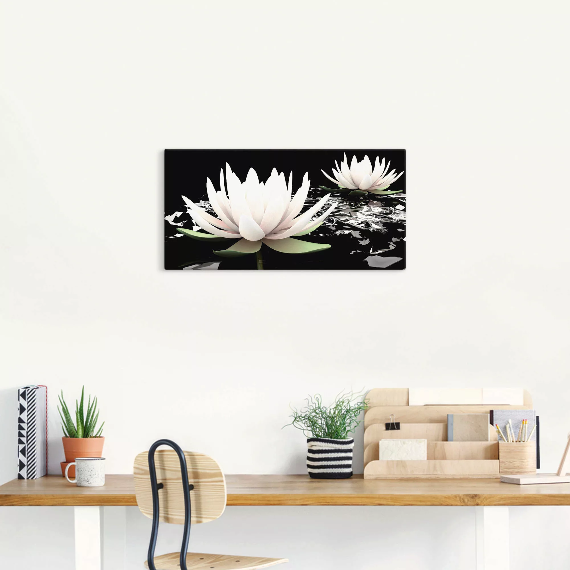 Artland Wandbild »Zwei Lotusblumen auf dem Wasser«, Blumen, (1 St.), als Al günstig online kaufen