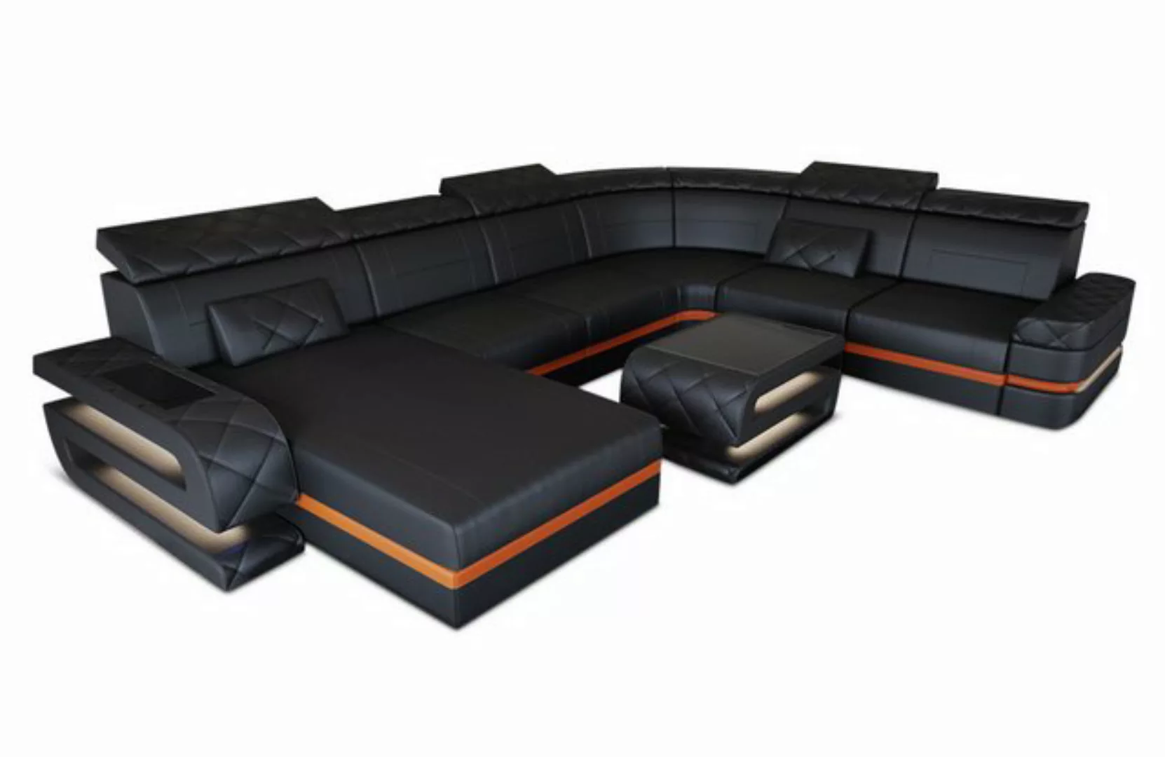 Sofa Dreams Wohnlandschaft XXL Ledersofa Bologna U Form Mini, Designersofa, günstig online kaufen