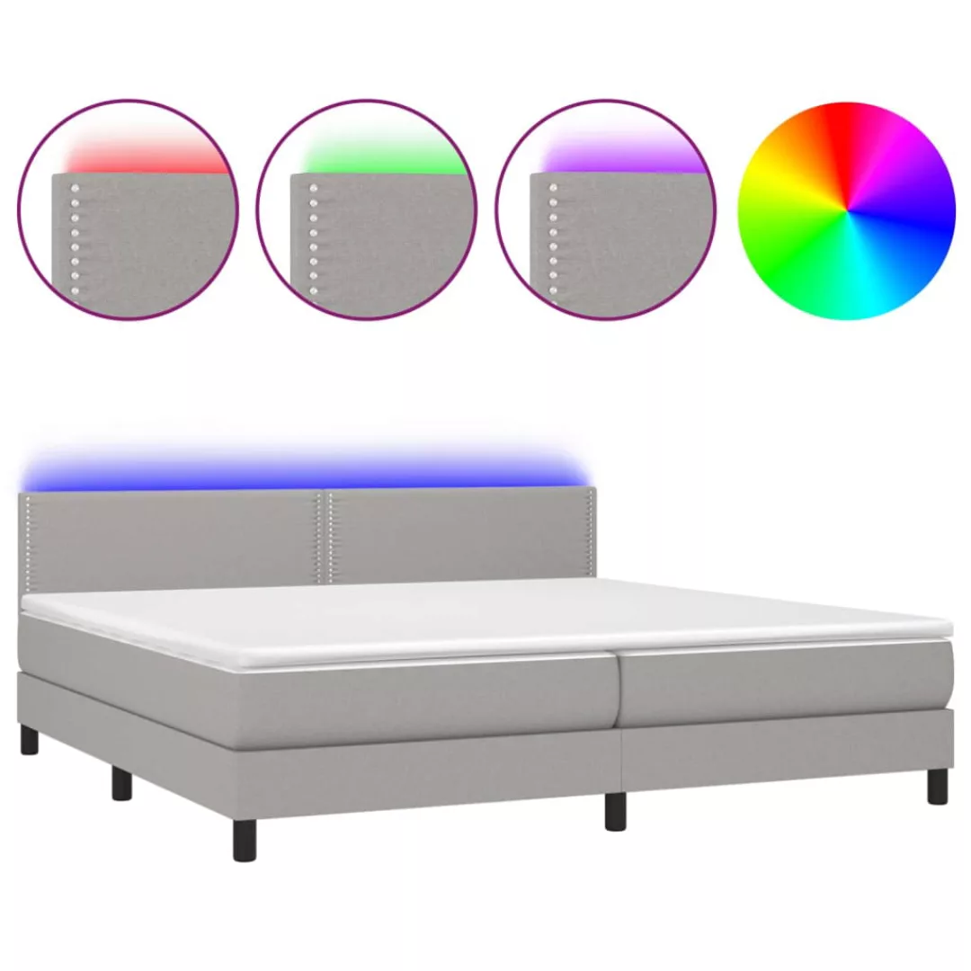 Vidaxl Boxspringbett Mit Matratze & Led Hellgrau 200x200 Cm Stoff günstig online kaufen
