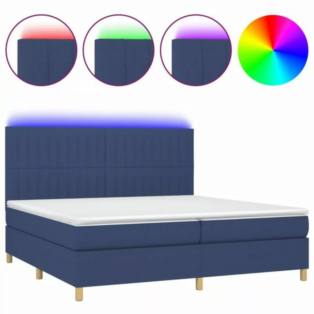 vidaXL Boxspringbett Boxspringbett mit Matratze LED Blau 200x200 cm Stoff B günstig online kaufen