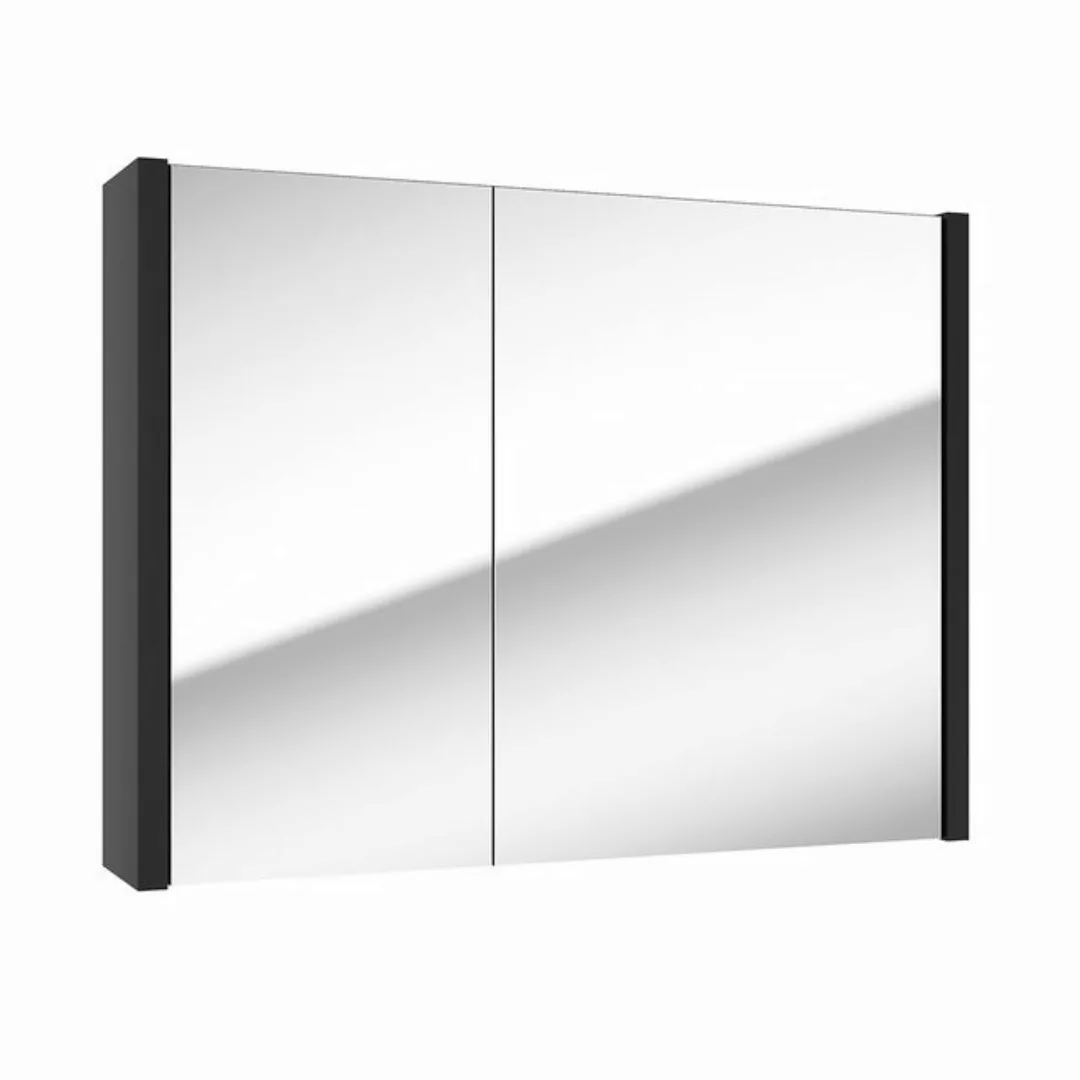 Lomadox Spiegelschrank NANTES-107 80 cm 2 Türen in schwarz, 80/60/15 cm günstig online kaufen