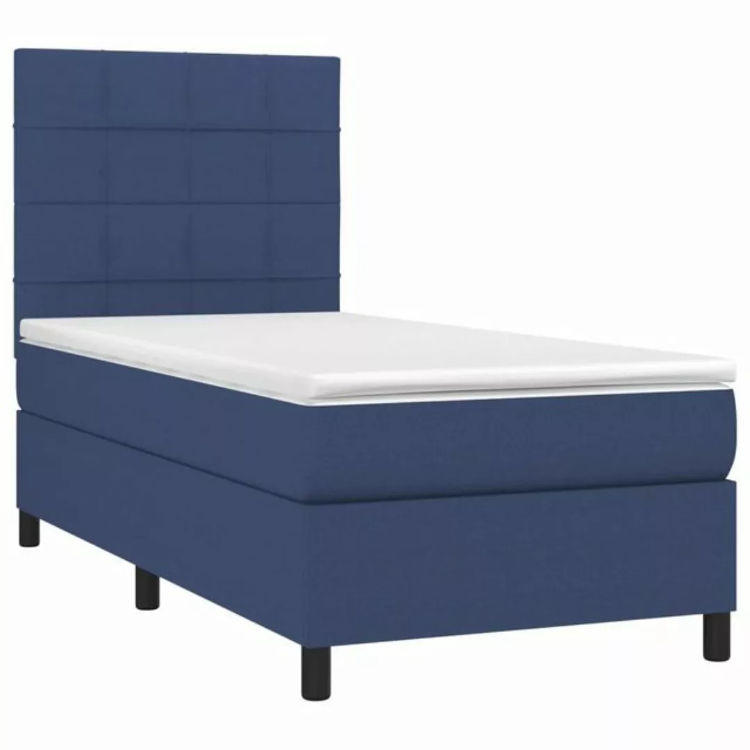 vidaXL Boxspringbett Boxspringbett mit Matratze LED Blau 90x190 cm Stoff Be günstig online kaufen