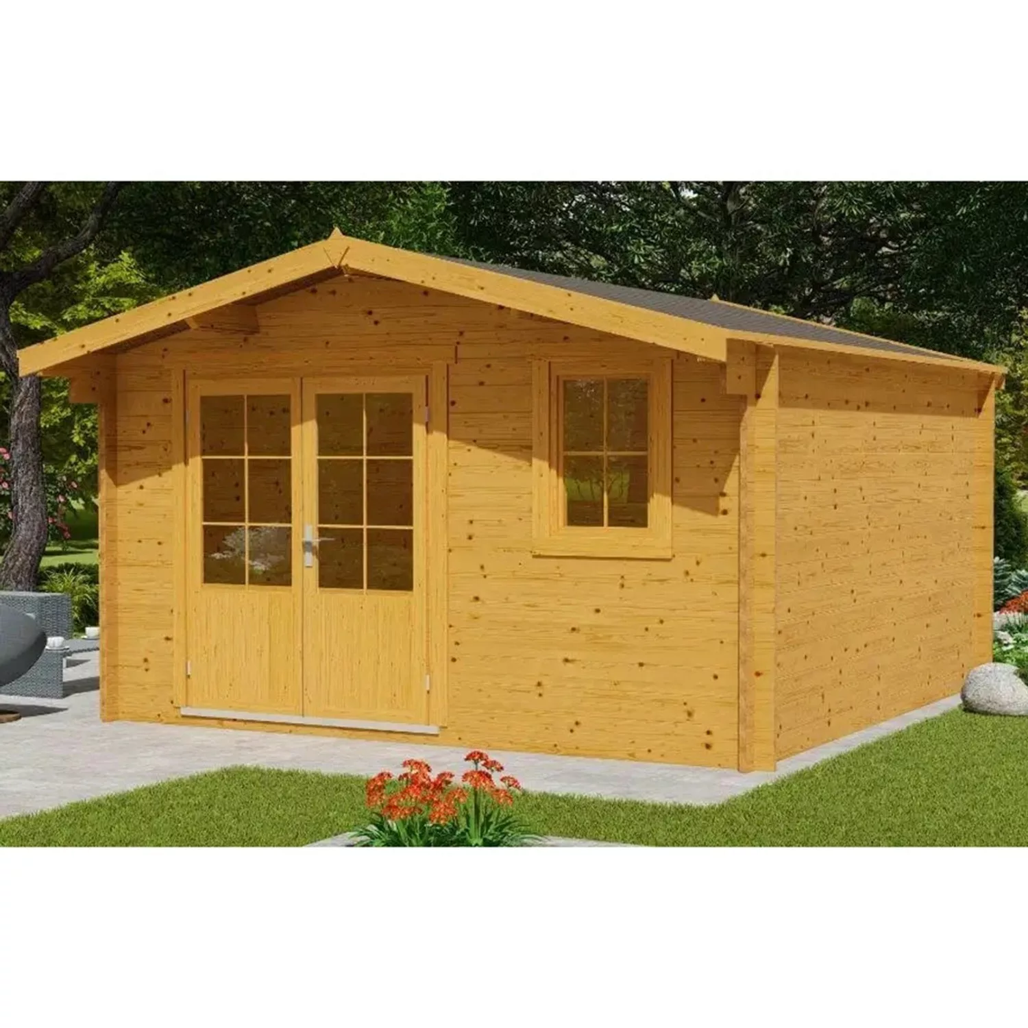 Alpholz Holz-Gartenhaus Roger-34 Natur 350 cm x 300 cm Imprägniert günstig online kaufen