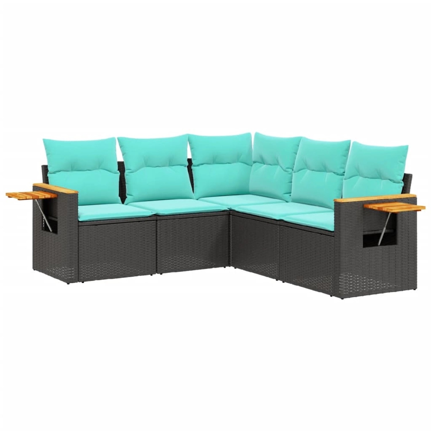 vidaXL 5-Tlg Garten-Sofagarnitur mit Kissen Schwarz Poly Rattan 3226799 günstig online kaufen