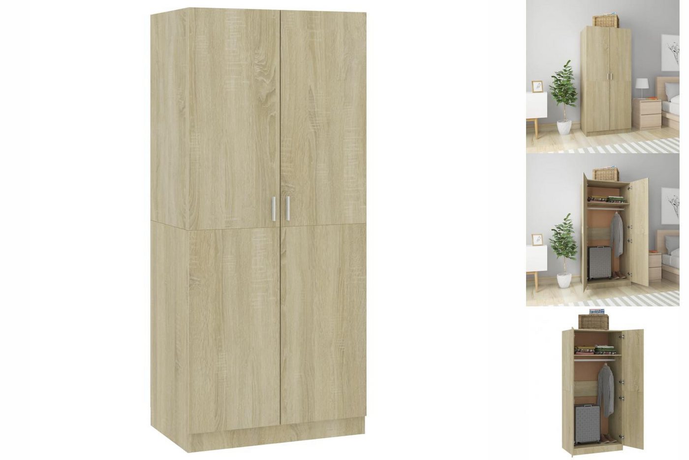 vidaXL Kleiderschrank Kleiderschrank Sonoma-Eiche 8052180 cm Spanplatte günstig online kaufen