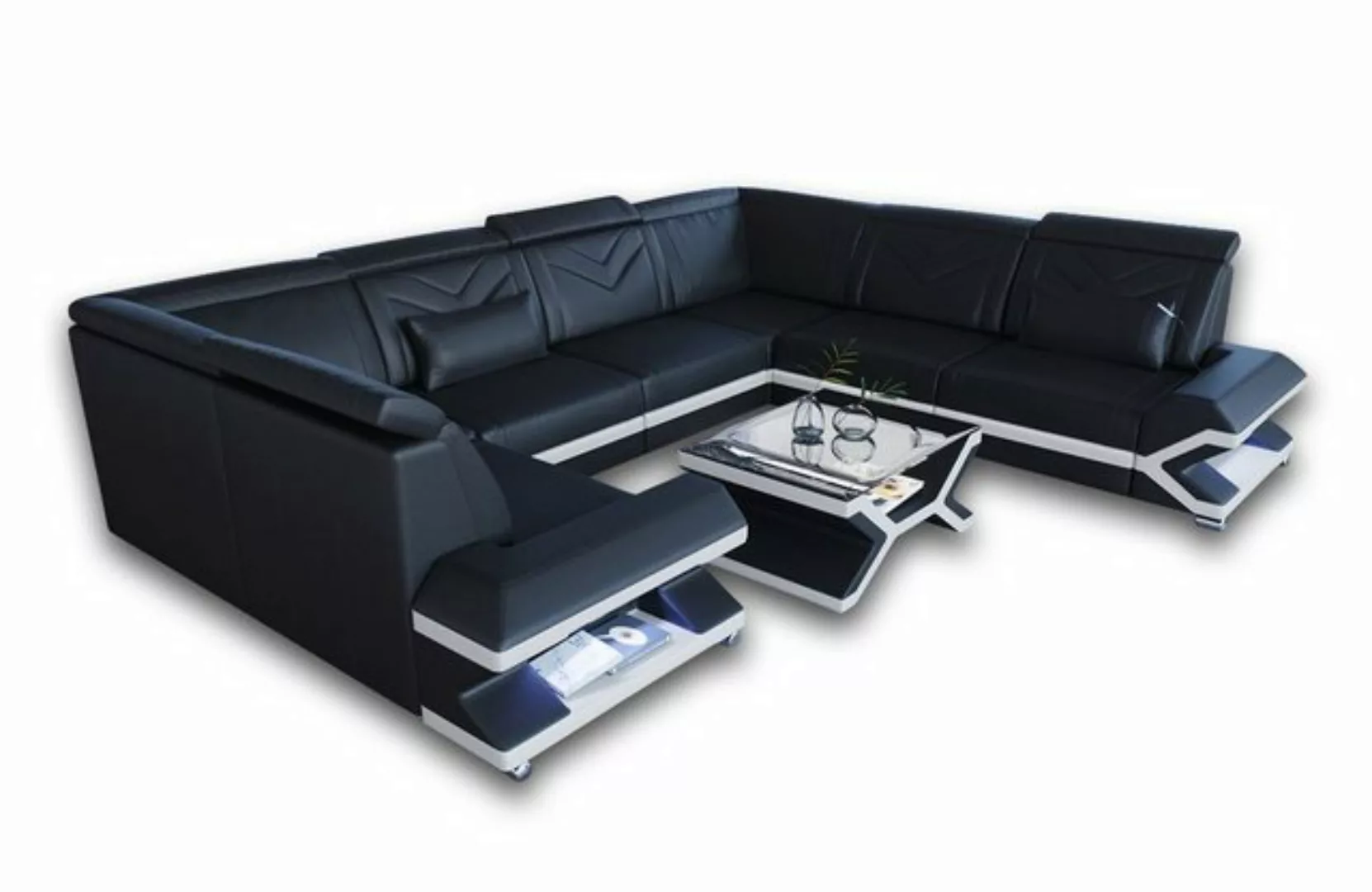 Sofa Dreams Wohnlandschaft Leder Sofa Couch Sorrento U Form Ledersofa, mit günstig online kaufen