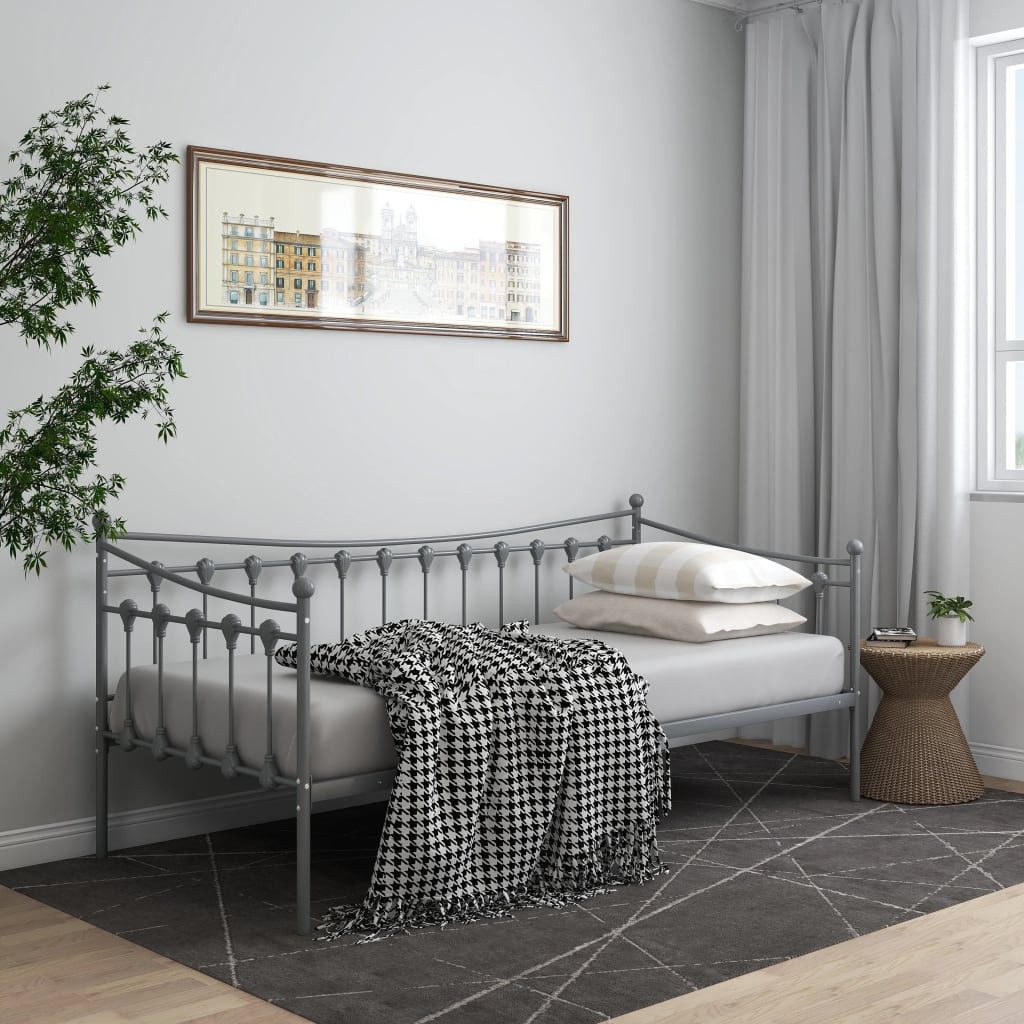 vidaXL Bett Schlafsofa Bettgestell Grau Metall günstig online kaufen