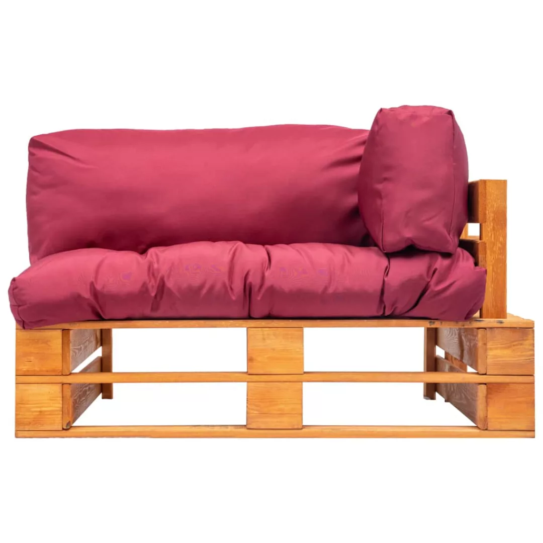 Garten-palettensofa Mit Roten Kissen Kiefernholz günstig online kaufen