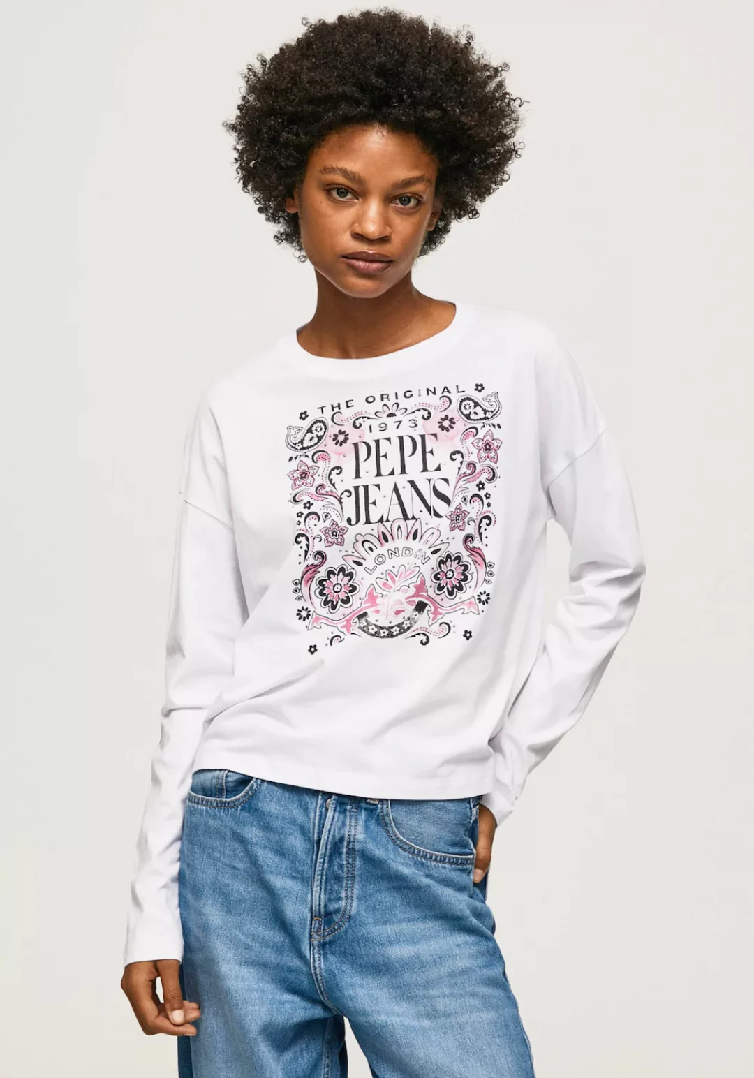 Pepe Jeans Langarmshirt LULU mit großem, floralem Frontprint günstig online kaufen