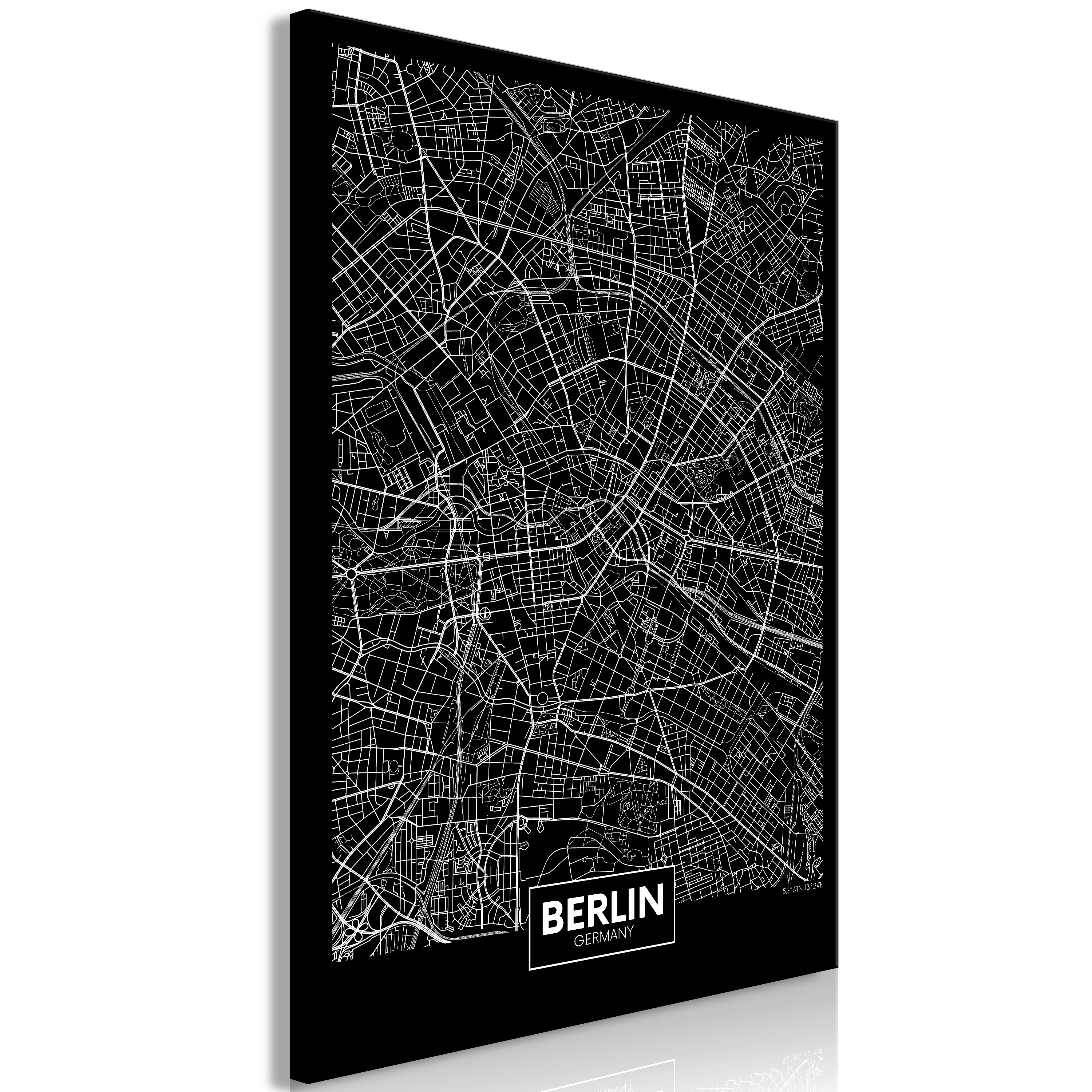 Wandbild - Dark Map Of Berlin (1 Part) Vertical günstig online kaufen