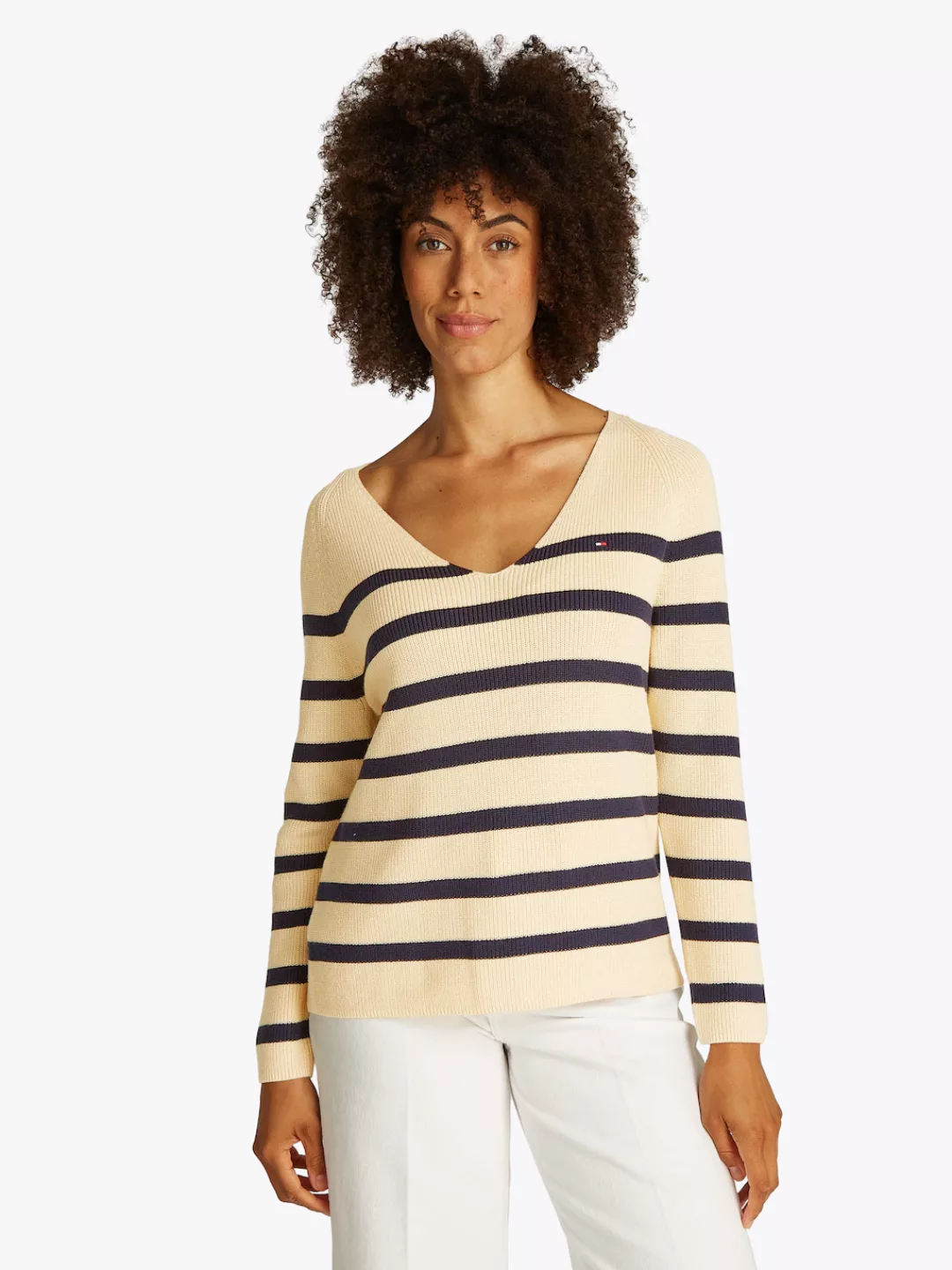 Tommy Hilfiger Strickpullover "CO CARDI STITCH V-NK LS", mit Logostickerei günstig online kaufen