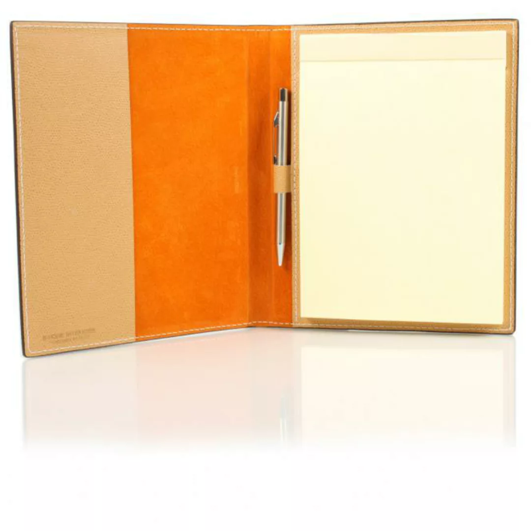A4 Notizbuch mit Lederhülle aus Glattleder, sand, günstig online kaufen