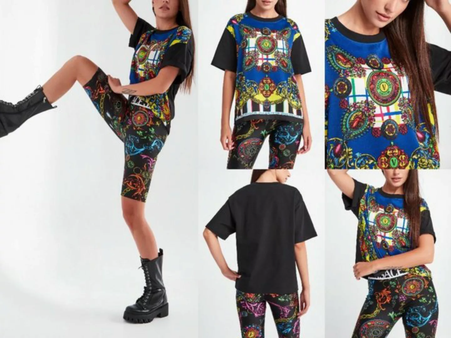 Versace T-Shirt VERSACE JEANS COUTURE PATTERNED Barock Top Bluse Shirt Over günstig online kaufen