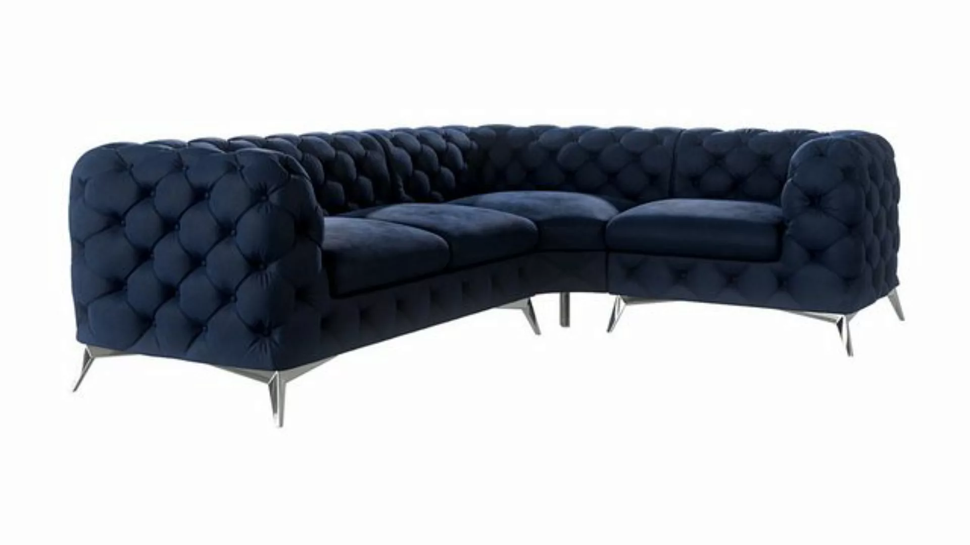 S-Style Möbel Ecksofa Chesterfield Kalina mit Silber Metall Füßen, mit Well günstig online kaufen