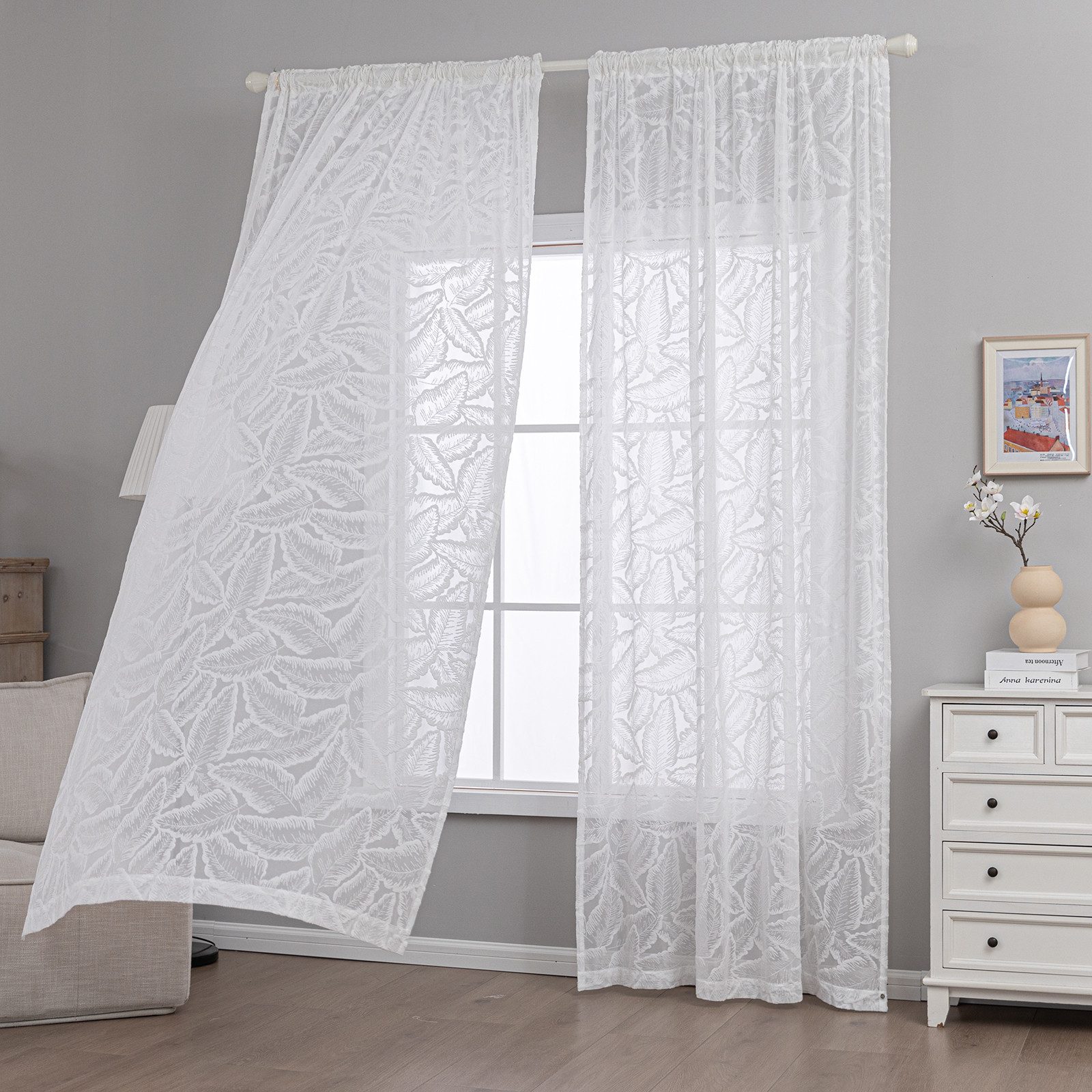 Sunicol Gardine Voile Vorhang Jacquard Gardinen, günstig online kaufen