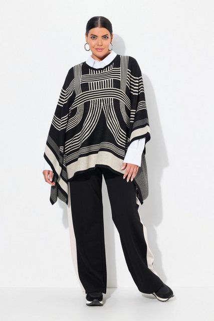 Ulla Popken Pullunder Strickponcho Oversized Rundhals Baumwollmix günstig online kaufen