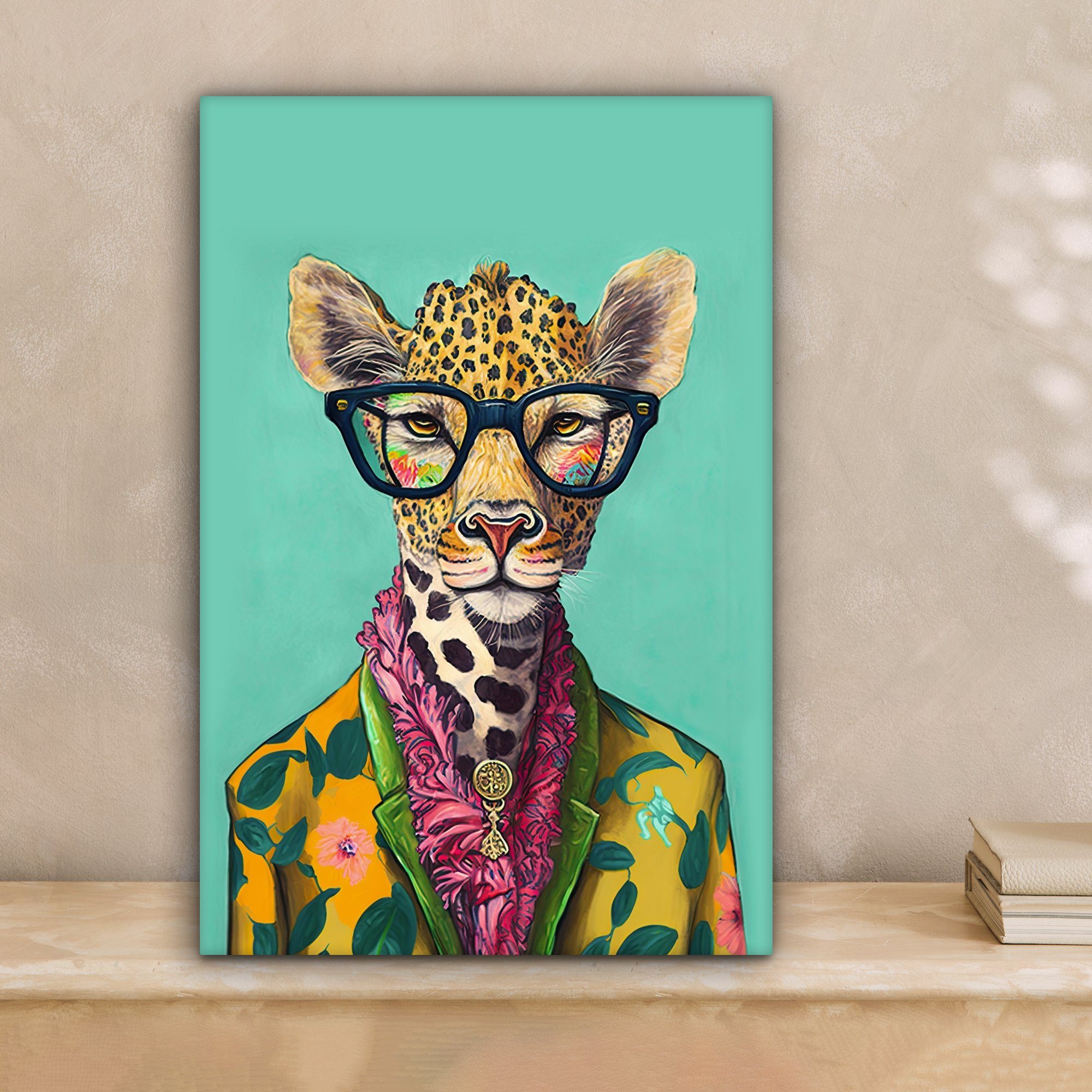 OneMillionCanvasses® Leinwandbild Blätter - Brille - günstig online kaufen