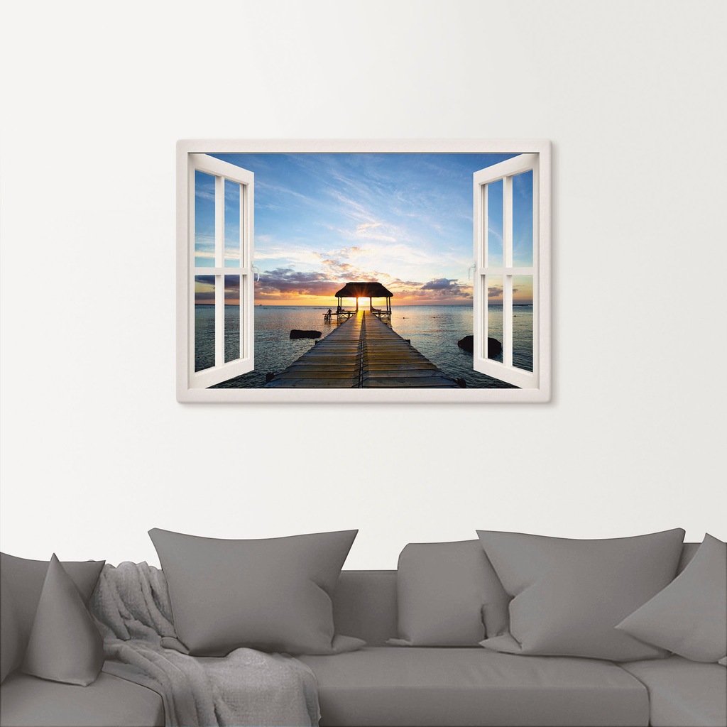 Artland Wandbild "Fensterblick Steg im Gegenlicht", Fensterblick, (1 St.), günstig online kaufen