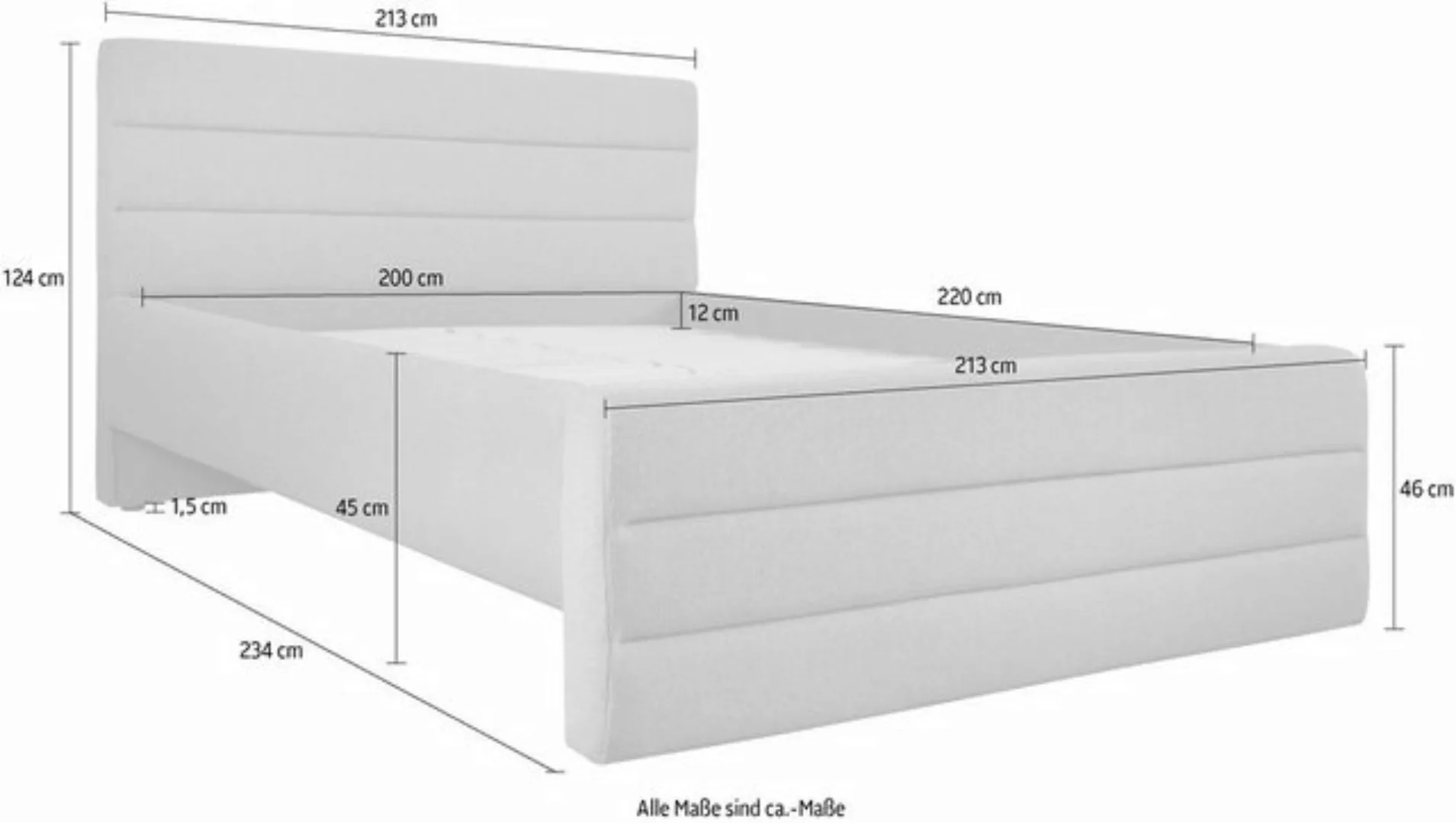 OTTO products Polsterbett "Merrit", Quernaht im Kopf- und Fußteil, in 5 Bre günstig online kaufen