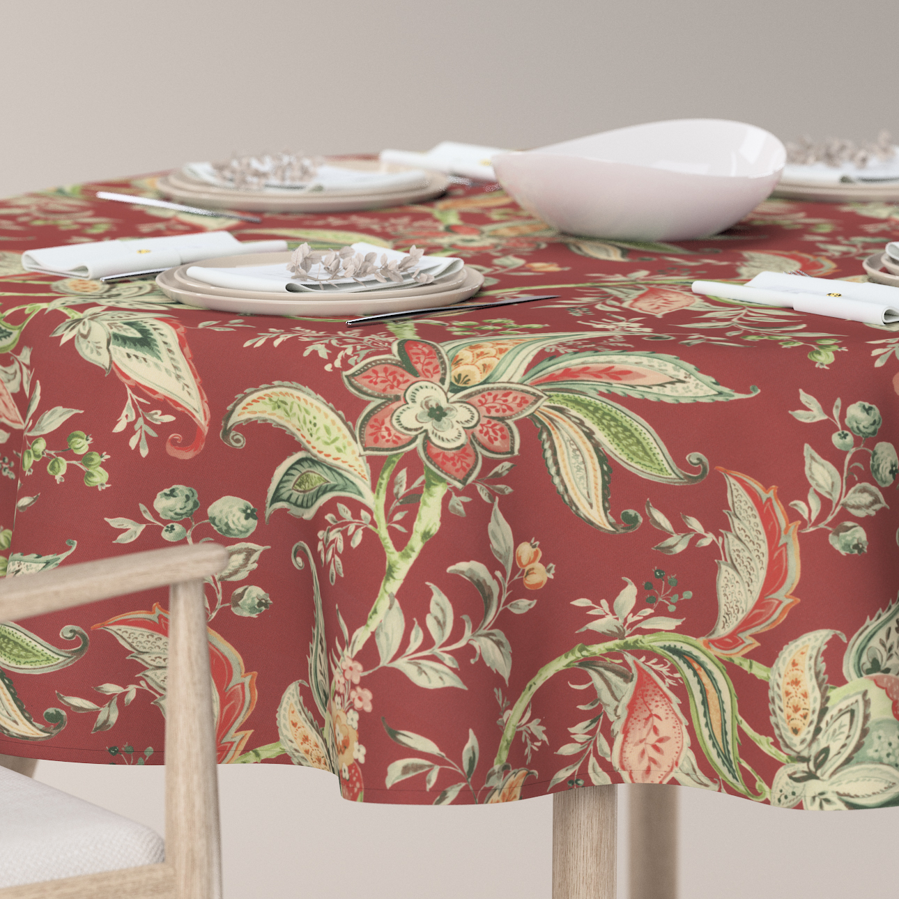 Runde Tischdecke, rot, Gardenia (142-12) günstig online kaufen
