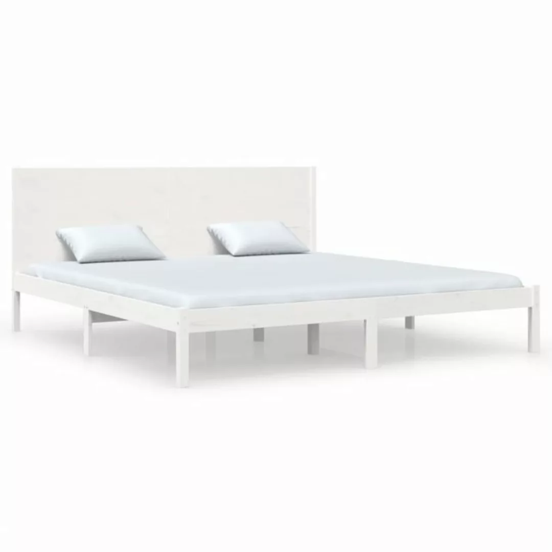 vidaXL Bettgestell Massivholzbett Weiß 180x200 cm 6FT Super King Bett Bettg günstig online kaufen