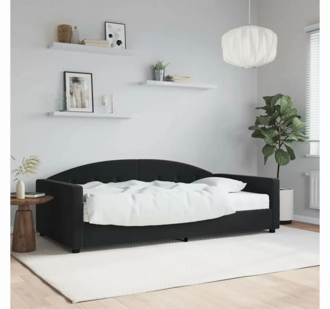 vidaXL Bett, Tagesbett mit Matratze Schwarz 100x200 cm Samt günstig online kaufen