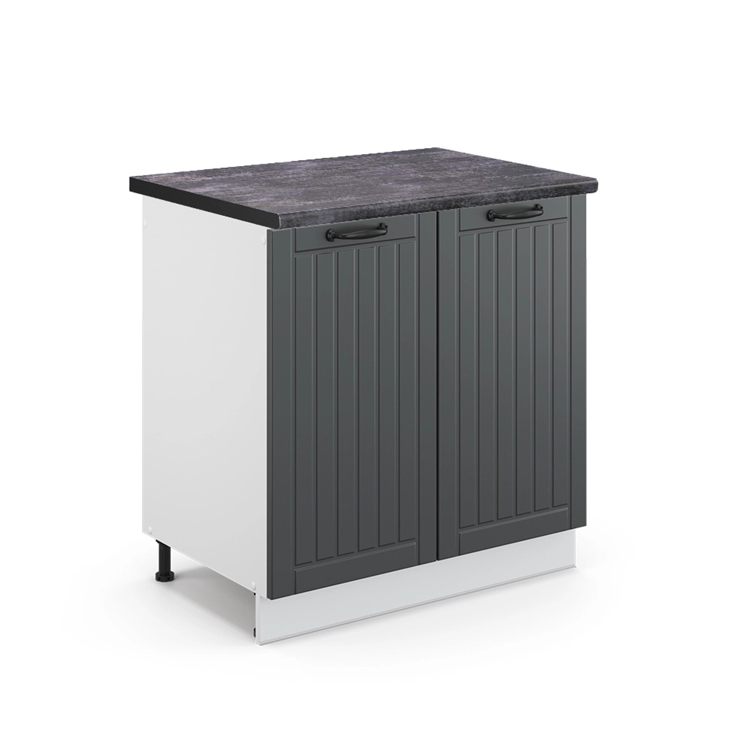 Vicco Spülenunterschrank Fame-Line Anthrazit Landhaus/Weiß 80 cm AP Eiche günstig online kaufen