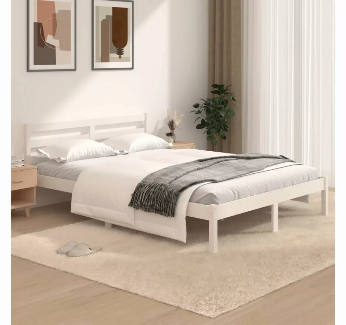furnicato Bett Massivholzbett Kiefer 120x190 cm Weiß günstig online kaufen