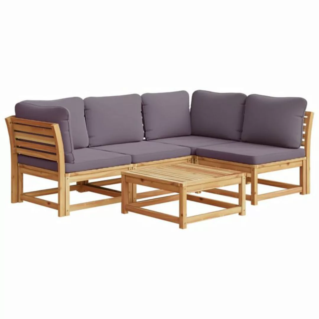 vidaXL Loungesofa 5-tlg. Garten-Lounge-Set mit Kissen Massivholz Akazie, 1 günstig online kaufen