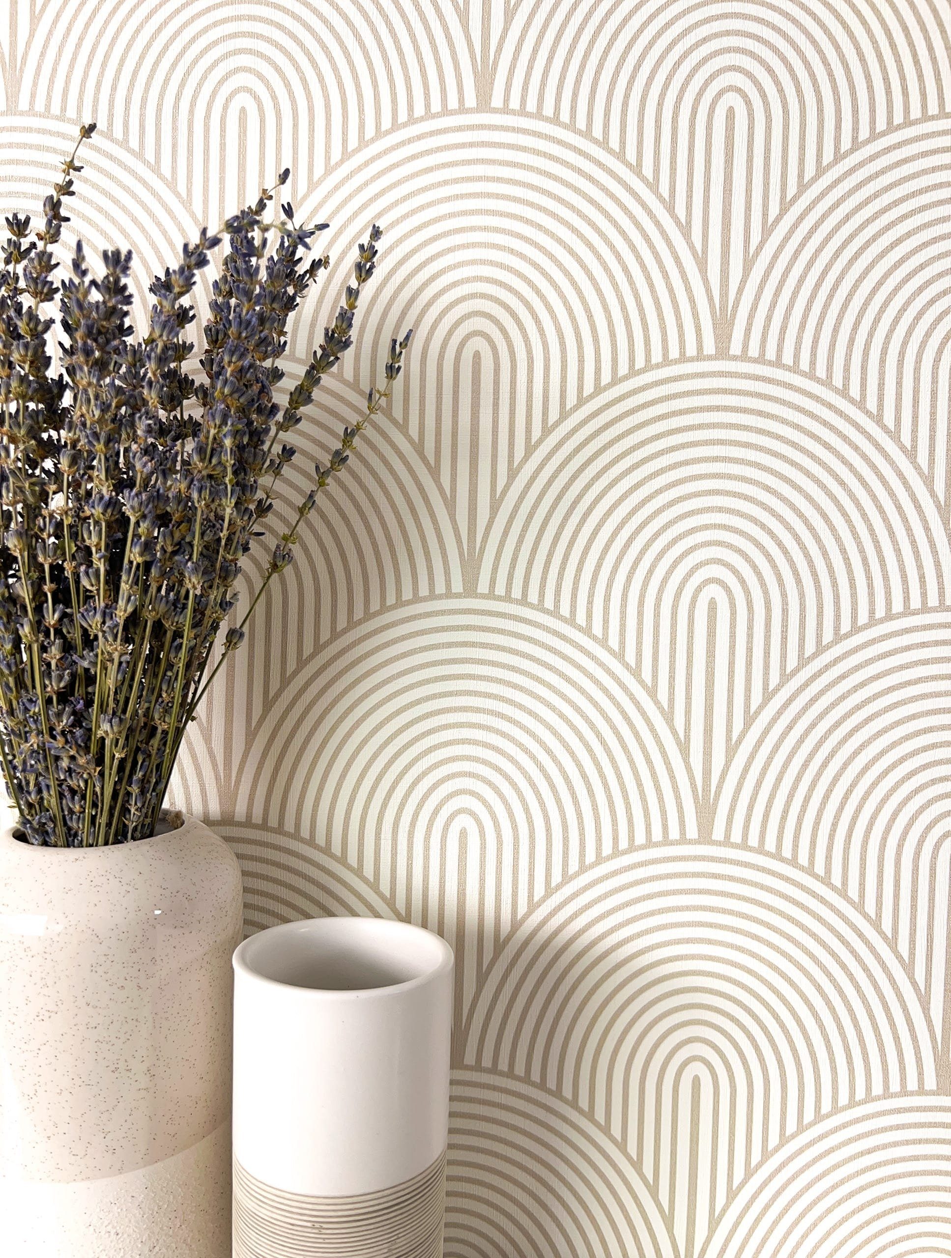 Newroom Vliestapete, Beige Tapete Modern Bogen günstig online kaufen